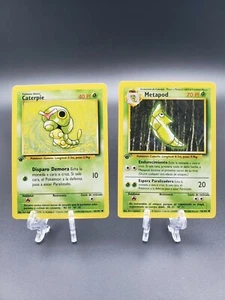 Spanish Pokemon TCG 1st Edition Caterpie & Metapod Base Set - Picture 1 of 2