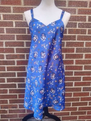 Y2K Looney Tunes Christmas Nightgown Taz Bugs Bunny Snowglobe Chemise  M Womens - Image 1 of 4