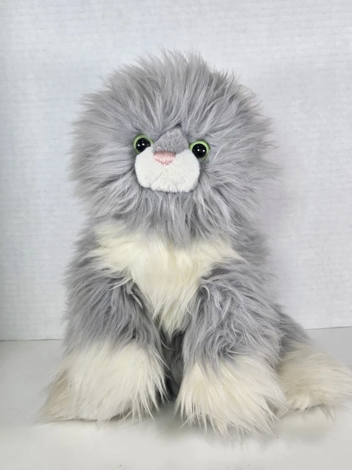Плюшевое белое серое длинношерстное мягкое плюшевое животное Gund the Cat Yvonne - Изображение 1 из 4