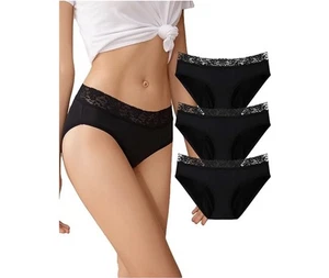 KPBMKE Mutandine Intimo Periodo Antiperdite Donna Nero Pizzo Taglia Large Confezione da 3 - Foto 1 di 9