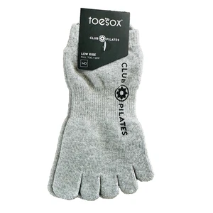 toesox club pilates low rise full toe grip socks gray size m - Picture 1 of 2
