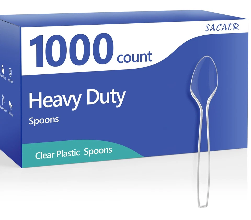 1000 cucharas de plástico transparente a granel - cucharas de plástico de alta resistencia,... Foto 1 de 4