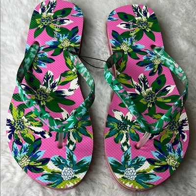 VERA BRADLEY Marion Floral Flip Flops NEW Tropical Sandal Thongs Summer MED  7-8 - Image 1 of 4