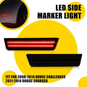 For 08-14 Challenger Dodge LED Smoke Rear Lights Side Marker Fender Lamp 2pcs - Picture 1 of 10