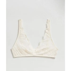 & Other Stories Size 4 Lace Triangle Bra White Cream Sheer Adjustable Straps - Picture 1 of 9