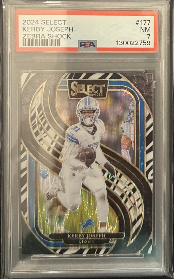 2024 Select Football Zebra Shock Kerby Joseph PSA 7 Detroit Lions - Image 1 of 2