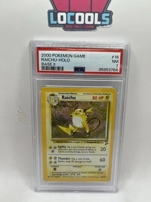 2000 Pokemon Base 2 Unlimited #16 Raichu HOLO PSA 7 NM - Image 1 of 2