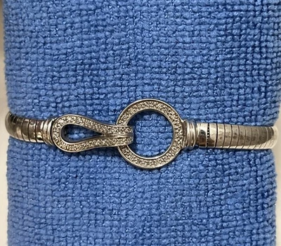 Браслет из звеньев омега с натуральными бриллиантами аффинити серебро 1/4 TCW 7,5 дюйма  - Изображение 1 из 4