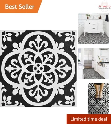 Azulejos de piso negros góticos pelados y pegados impermeables estampados interiores 12x12 pulgadas Foto 1 de 4