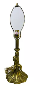 Vintage 90s Gold Cherub Angel Table Lamp Light Regency Shabbychic - Picture 1 of 7
