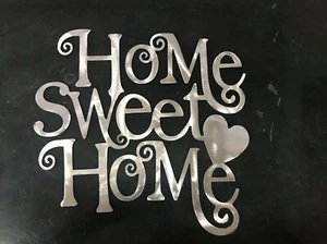 Home Sweet Home Metal Wall Art Decor 12" x 12" Polished Steel - Picture 1 of 2