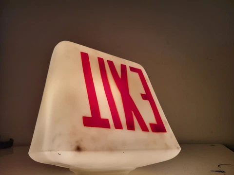 Vintage c1930s White Milk Glass Kopp Double Sided Ceiling Exit Light Cover