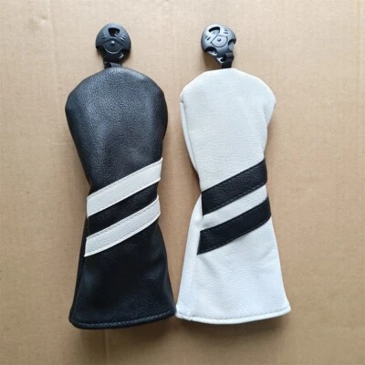 1pc Black White Stripes Design Golf Hybrid Club Headcover UT Rescue Wood Cover - Image 1 of 4