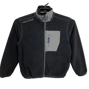 Nautica Boys Fleece Full-Zip Jacket Black 3 Pockets Size M (10-12) - Picture 1 of 9