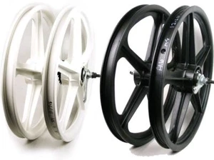 Skyway Tuff Mag Coaster Brake Old School BMX Wheels 20 Inch Pair Black White Red - Picture 1 of 11