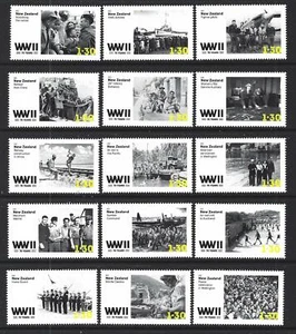 NEW ZEALAND 2020 WORLD WAR II 75 YEARS SET OF 15  UNMOUNTED MINT, MNH - Picture 1 of 1