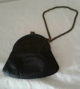 MAUD FRIZON Vintage Wristlet Change Purse Black Snakeskin - Picture 1 of 7