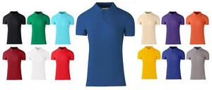 Men's Pure Cotton Plain Top Short Sleeve Polo Tee T-shirt - Picture 1 of 67