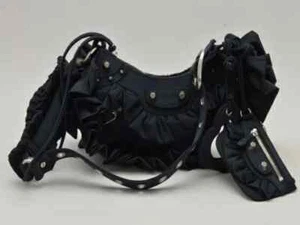 BALENCIAGA LE CAGOLE Fabric Shoulder Bag Black 871309 w Dust Bag Pouch Italy - Picture 1 of 13