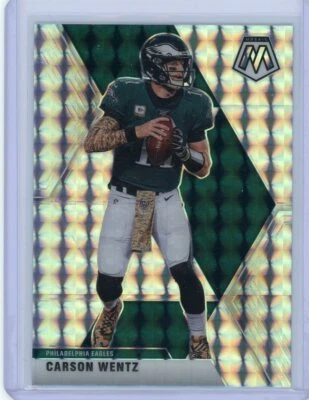 2020 Mosaic Football Carson Wentz Silver Mosaic Prizm Card #160 Eagles - Image 1 of 2