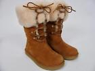 UGG® AUSTRALIA BOOTS MONTCLAIR CHESTNUT LEATHER SHEARLING LACED CUFF SHOE- 6 US