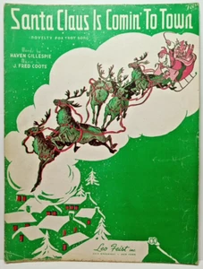 1934 Santa Claus is Comin to Town Fox Trot Song Vocal Noten Weihnachten - Bild 1 von 6