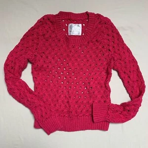 Justice Fuchsia Pink Knit Sweater Girl’s 12 Cozy Winter Valentine’s Day Love - Picture 1 of 5