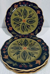 Lot Of 4~ 9” 222 Fifth Folklorica Multi Colored Salad Plates ~ Hard To Find!! - Picture 1 of 10