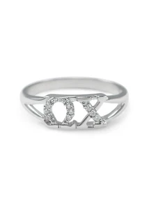 Anillo Omega Chi de plata de ley con circonitas cúbicas - Imagen 1 de 1