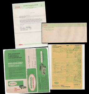 1973 National Car Rental Packet 4 Items Jacket Receipt Logo Letter w Envelope