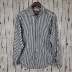 Camisa con botones Johnston & Murphy para hombre talla mediana ajuste a medida rayas - Imagen 1 de 7