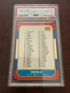 1986-87 Fleer BASKETBALL CHECKLIST #132 MICHAEL JORDAN ROOKIE YEAR PSA 8 ICONIC! - Picture 1 of 2