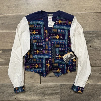 De Colección Rockies Western Southwestern Estampado Azteca Chaleco Camisa Nuevo con Etiquetas Para Mujer L Hecho en EE. UU. Foto 1 de 4