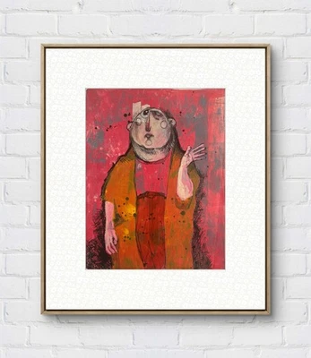 Faris Art: Goodbye: 10x14 Placa Papel Gelli Único Neo-Expresionismo Foto 1 de 4