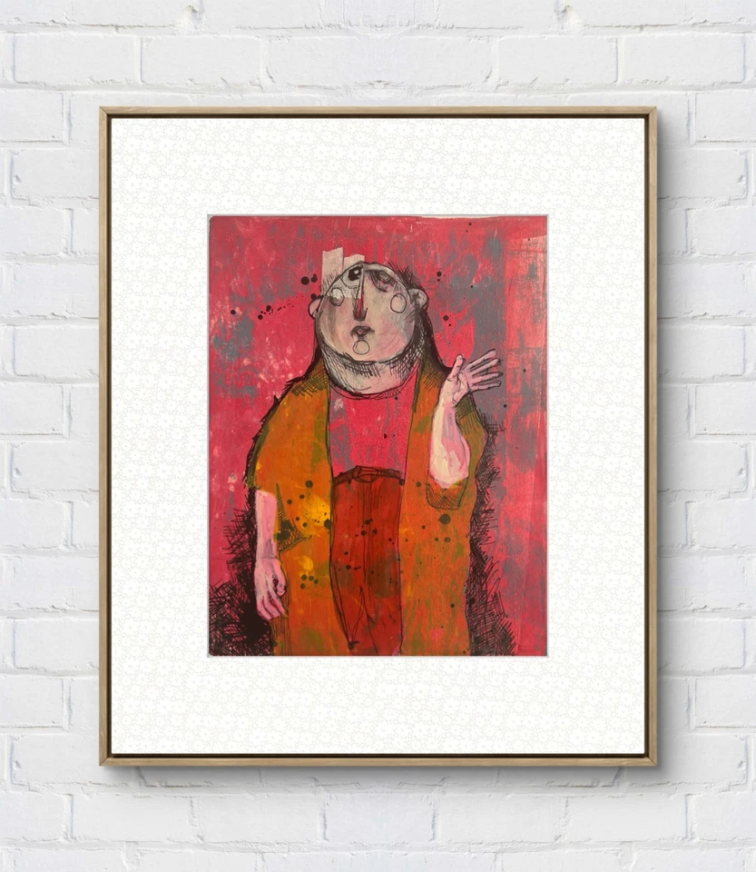 Faris Art: Goodbye: 10x14 Placa Papel Gelli Único Neo-Expresionismo Foto 1 de 4