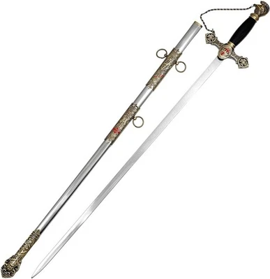 Элегантно сделанный 35-дюймовый рыцарский меч тамплиеров с ножнами - коллекционное издание - Изображение 1 из 3