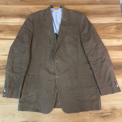 Blazer Tallia Para Hombres 46 XL Lino Marrón Abrigo Deportivo Parche en el Codo Botones Coloridos Foto 1 de 4