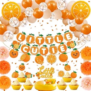 Little Cutie Baby Shower Decorations Citrus Garland Orange Cake Topper Balloons - Picture 1 of 3