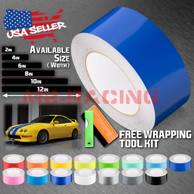 Envoltura de vinilo de rayas de carreras de color brillante para pegatina a rayas Acura Integra 25 pies/50 pies Foto 1 de 4