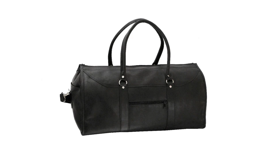 BOLSO DE ROPA COLGANTE DE LONA CONVERTIBLE DE 21" DE CUERO DAVID KING NEGRO Foto 1 de 4