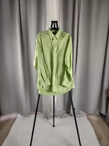 Camicia elegante uomo Izod antirughe verde lime misto cotone taglia 17 (34/35) - Foto 1 di 12