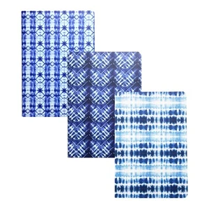 Simply Shibori Set 3 Lined Notebook 8.25" Indigo Tie Dye Journal - Picture 1 of 14