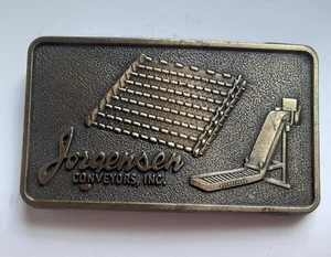 Vintage 1982 Jorgensen Conveyors Inc. Brass Belt Buckle Sales Guides USA - Picture 1 of 3