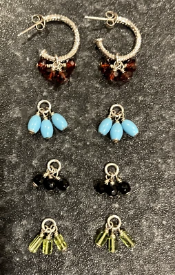 SILPADA P1180 Plata de Ley 925 - 4 - Pendientes Granate Ónix Turquesa Peridoto  Foto 1 de 4