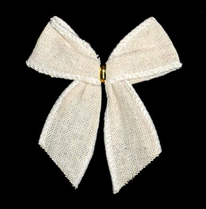 3 x NATURAL LINEN Small BOWS Wedding Xmas Christmas Present Gift Decoration - Picture 1 of 2