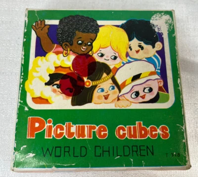 Vtg Wooden Puzzle Picture Cubes World Children T- 318 - Image 1 of 4