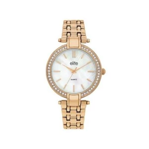  ELITE - QUARTZ - MOTHER OF PEARL FACE - LADIES ROSE GOLD - WRIST WATCH - Picture 1 of 3