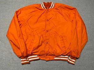 Vintage Chalk Line Bomber Jacket Mens Small Orange Satin Snap Made In USA Blank - Picture 1 of 13