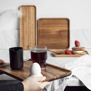 Acacia Wooden Tea Serving Tray Rectangle Household Food Storage Table Plate New - Picture 1 of 12