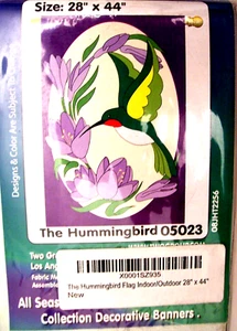 NWT LARGE 28" x 44" HUMMINGBIRD FLOWERS SUMMER INDOOR OUTDOOR POLYESTER FLAG - Picture 1 of 2